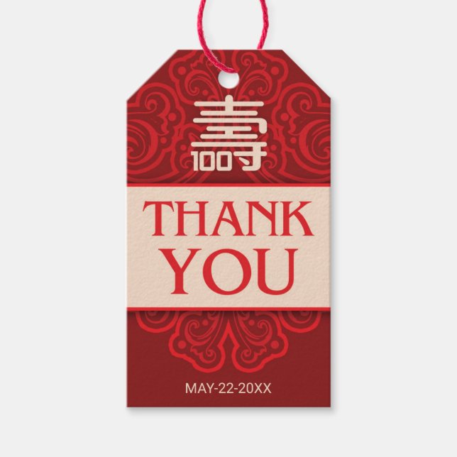 Chinesische "Langlebigkeit" 100. Geburtstagsgesche Geschenkanhänger (Vorderseite)