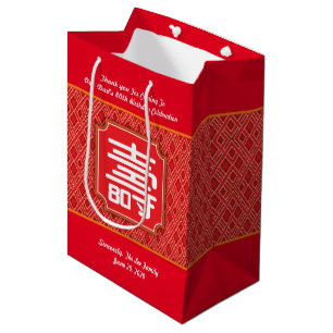 Chinesische "Langlebigkeit" 80. Geburtstagsgeschen Mittlere Geschenktüte