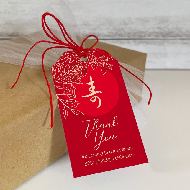 Chinesische "Langlebigkeit" Geburtstag Ranunculus  Geschenkanhänger (Von Creator hochgeladen)