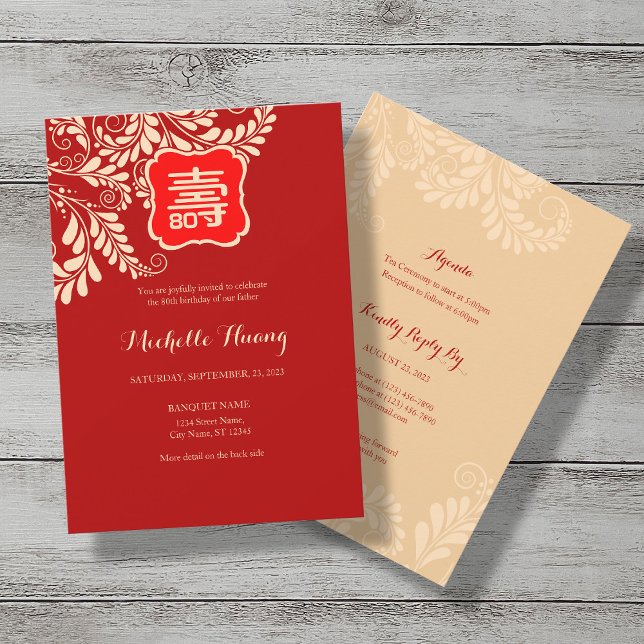 Chinesische Langlebigkeit (Shou) Einladung zum Geb (Von Creator hochgeladen)