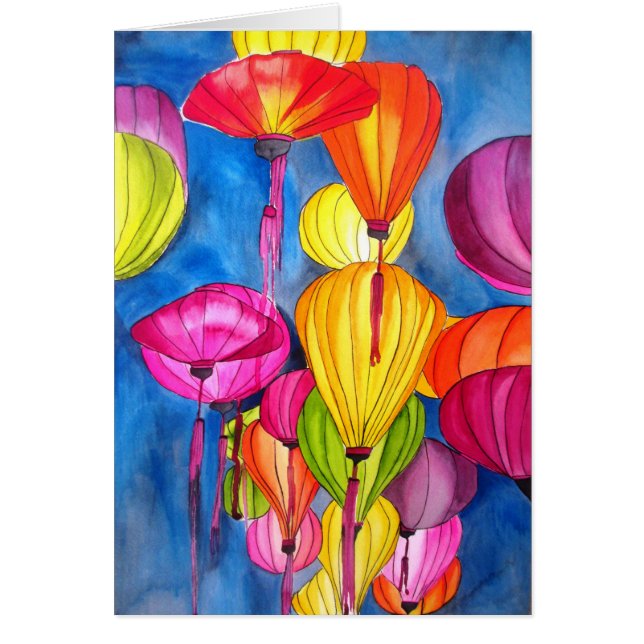 Chinesische Lanterns Aquarellkunst (Vorne)