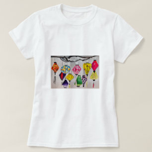 Chinesische Laternen Aquarell T-Shirt