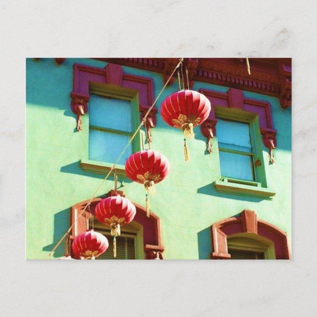 Chinesische Laternen in Chinatown Postkarte (Vorderseite)