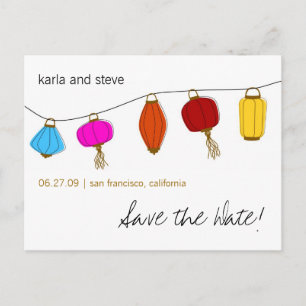 Chinesische Laternen Save the Date Ankündigungspostkarte