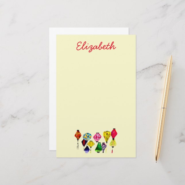 Chinesische Laternenfarbkunst Briefpapier (Vorderseite/Rückseite Beispiel)