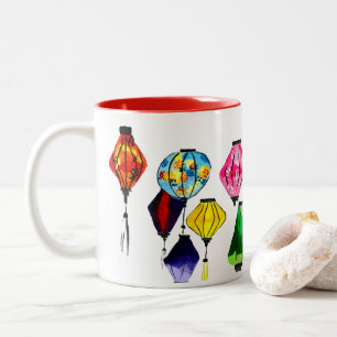 Chinesische Laternenfarbkunst Zweifarbige Tasse