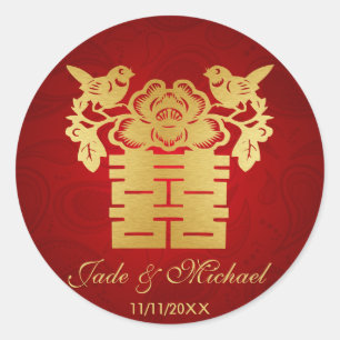 Chinesische Liebe BIrds Doppelglückssehen Runder Aufkleber