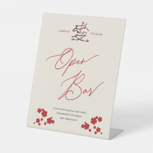 Chinesische Liebe Rote Kirsche Blüten Open Bar Wed Sockelschild