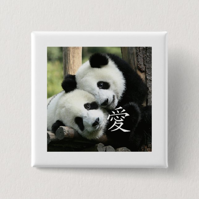 Chinesische liebende kleine große Pandas Button (Vorderseite)