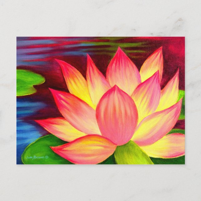Chinesische Lotos-Wasser-Lilien-Blumen-Kunst - Postkarte (Vorderseite)