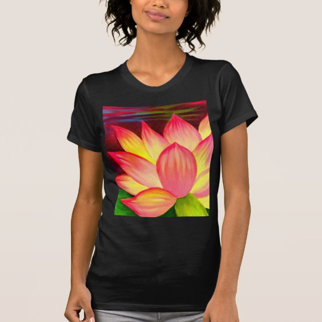 Chinesische Lotos-Wasser-Lilien-Blumen-Kunst - T-Shirt (Vorderseite)
