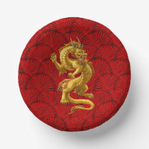 Chinesische Lucky-Gold-Dragon-Papierbowle