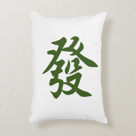 Chinesische Mahjong-Kachel Jade Grün | Grüner Drac Dekokissen