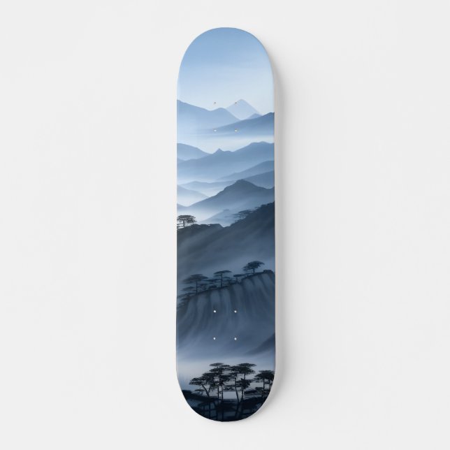 Chinesische Malerei blaue Legionslandschaft mit Fl Skateboard (Vorne)