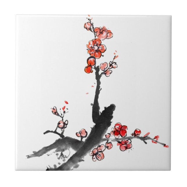 Chinesische Malerei der Blumen, Pflaumenblüte Fliese (Vorderseite)