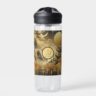 Chinesische Malerei Faux Golden Dripping Monogramm Trinkflasche