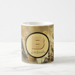 Chinesische Malerei Faux Golden Tropf Monogramm Kaffeetasse
