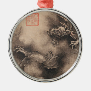 Chinesische Malerei für Drachenjahr 2024 R-Ornamen Silbernes Ornament