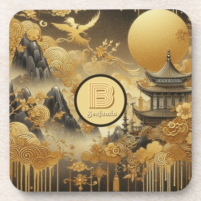 Chinesische Malerei Imitate Golden Dripping Mit Mo Getränkeuntersetzer (Vorderseite)