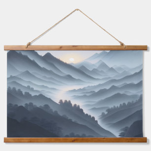 Chinesische Malerei mit schlammiger Landschaft mit Wandteppich Mit Holzrahmen
