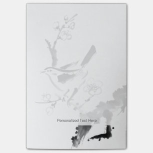 Chinesische Malerei, Pflaumenblüte und Vogel Post-it Klebezettel