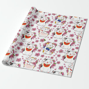 Chinesische Maneki-neko-Katzen Geschenkpapier