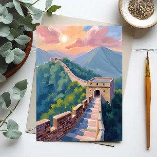 Chinesische Mauer   Reise Malerei Postkarte