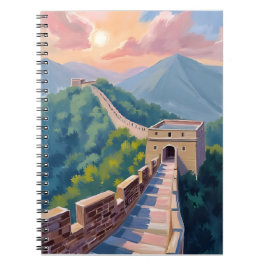 Chinesische Mauer | Reise Malerei Wasserfarbe Notizblock