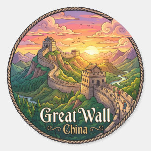 Chinesische Mauer Runder Aufkleber