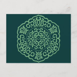 Chinesische Medallion grün Postkarte