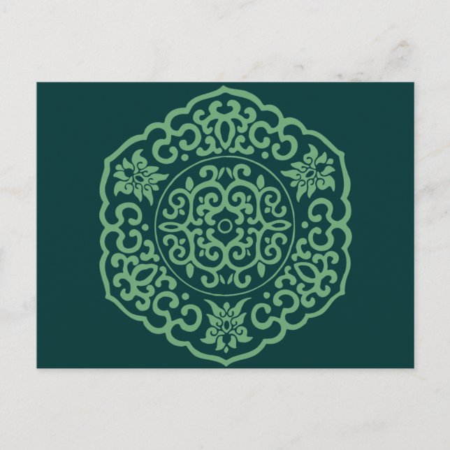 Chinesische Medallion grün Postkarte (Vorderseite)
