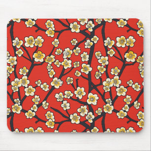Chinesische Meihua Weiße Pflaumenblüte Karmesinmus Mousepad