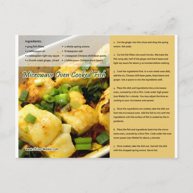 Chinesische Microwave gekochte Fischrezepte Postka Postkarte (Vorderseite)