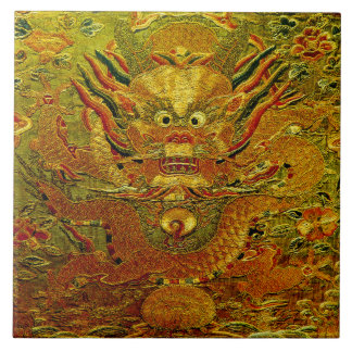 Chinesische Ming-Dynastie Stickerei des goldenen Fliese