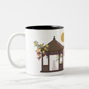Chinesische Mondkatze Mitte des Herbstes im tradit Zweifarbige Tasse
