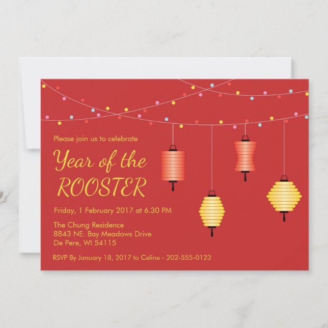 Chinesische neues Jahr-kundengebundene Party Einladung (Vorderseite)