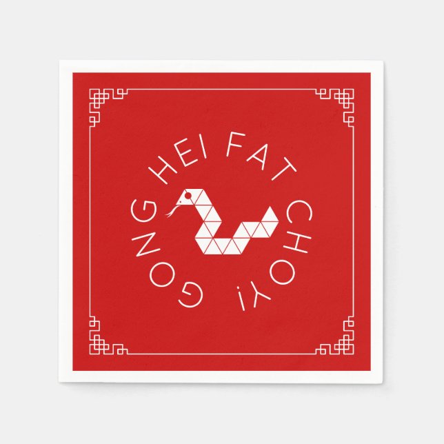 Chinesische Neujahr Origami Snake Napkins Serviette (Vorderseite)