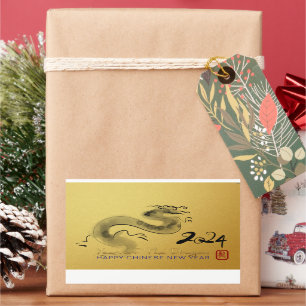 Chinesische Neujahrsdrache Original Malerei Gold S Rechteckiger Aufkleber