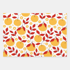 Chinesische Neujahrsfeste Blume und Obst Geschenkpapier Set