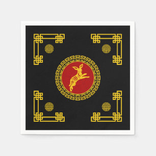 Chinesische Neujahrshändlerin Rot & Gold Serviette