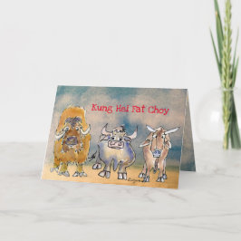 Chinesische Neujahrskarte-Cartoon OX-Urlaubskarte Feiertagskarte