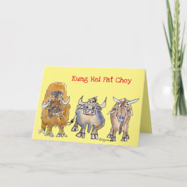 Chinesische Neujahrskarte-Cartoon OX-Urlaubskarte Feiertagskarte