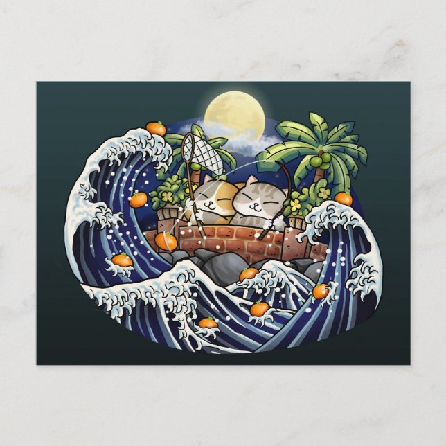 Chinesische Neujahrskatze Feiertagspostkarte (Vorderseite)