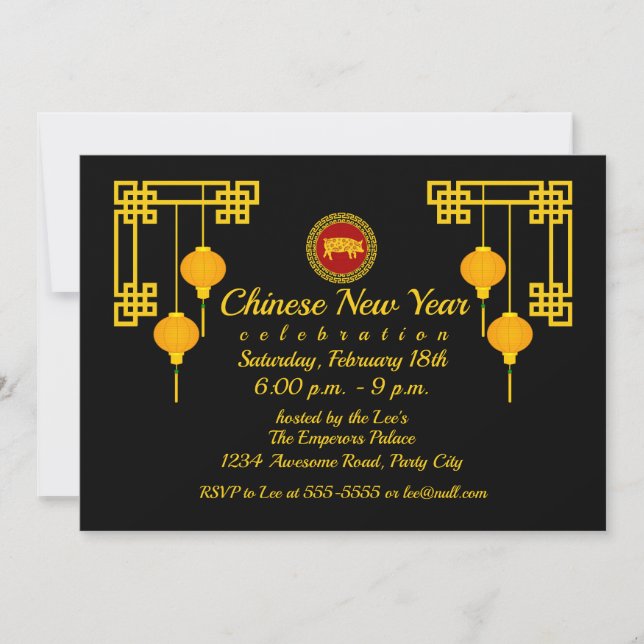 Chinesische Neujahrsschweinschmuck Einladung (Vorderseite)