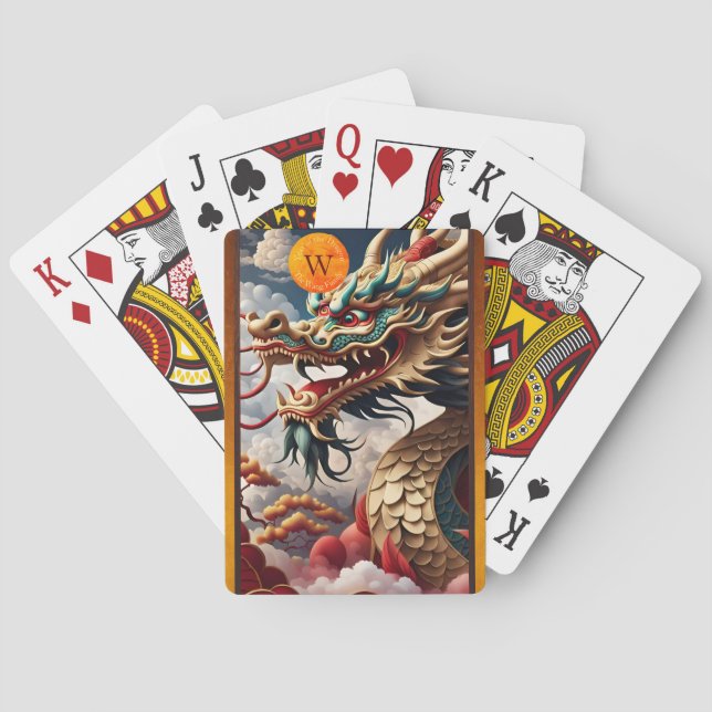 Chinesische New Year Dragon Fantasy Monogram PCs Spielkarten (Rückseite)