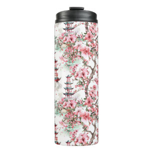 Chinesische Pagode - Kirschblüten (10) Thermosbecher