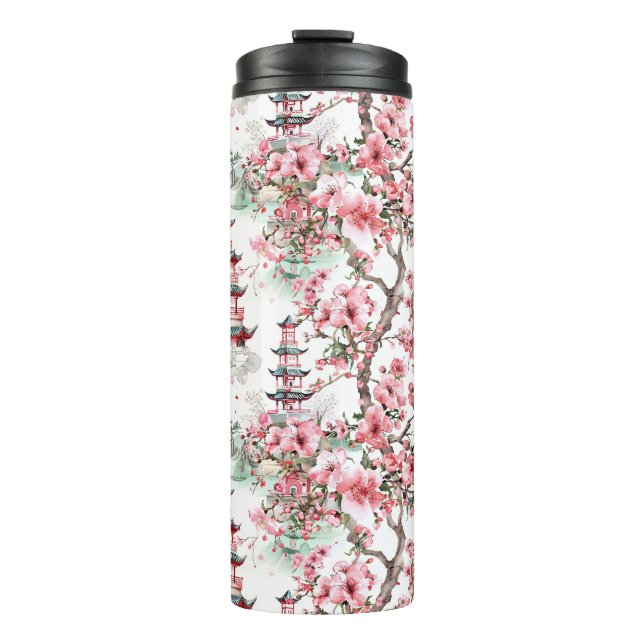 Chinesische Pagode - Kirschblüten (10) Thermosbecher (Vorderseite)