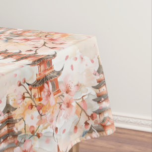 Chinesische Pagode mit Kirschblüten (1) Tischdecke