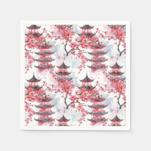 Chinesische Pagode mit Kirschblüten (2) Serviette