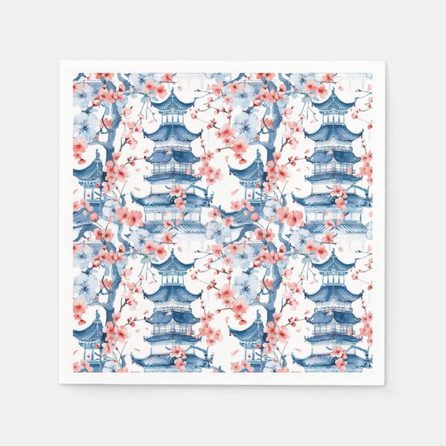 Chinesische Pagode mit Kirschblüten (5) Serviette (Vorderseite)